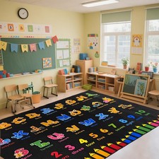 ABC Classroom Rug 6'7''x8'7'',Crayon Preschool Rugs for Classroom, Large Alph...