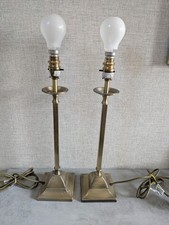 DUNELM PAIR BRASS STYLE VINTAGE PILLAR TABLE LAMPS