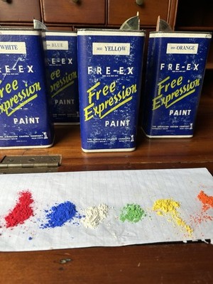 6 vintage 1lb tins artist GOACHE Paint Powder Free Expression American Crayon Co