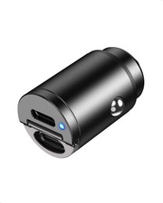 Fast Car Charger, Quick Charging 30W Phone USB-C Adapter Rapid Plug 2 Port Black