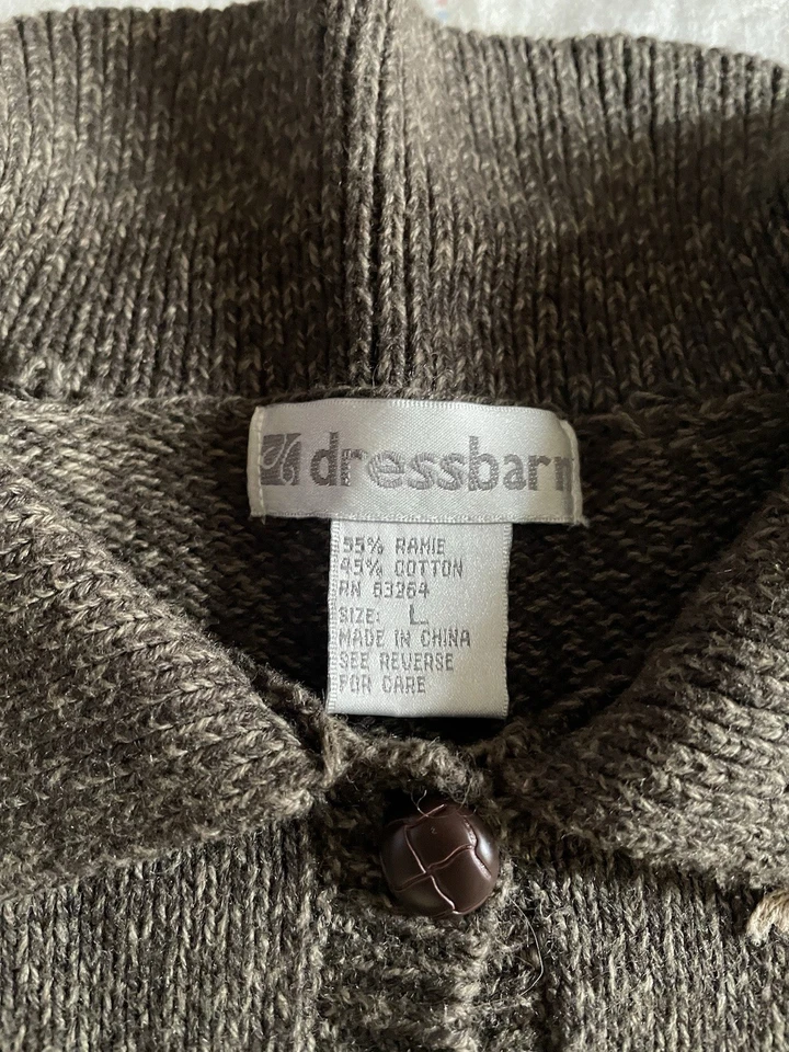 Vintage Dress Barn Embroidered Fall Leaves Knit Wood Button L Cardigan Sweater - Image 4 of 4