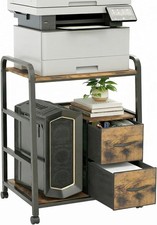 Printer Stand Featuring Fabric Drawers Under Desk Host Computer Cabinet