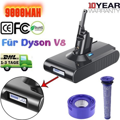 9000mAh Akku mit LED-Anzeige für Dyson V8 Absolute Staubsauger Filter ersatzakku