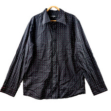 Kenji Urban Mens Shirt Size XXL Black Red Ivory Long Sleeve Collared Button-Up
