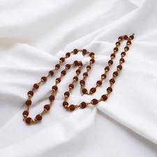 Rudraksha Mala, Golden Cap Rudraksha Mala, Natural Panchmukhi Rudraksha Mala