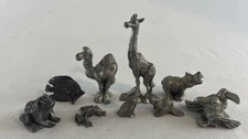 Lot 9 Hudson Fine Pewter Noah's Ark Animal Figurines 1981 USA