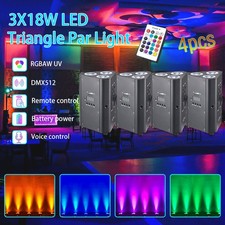 4pcs RGBAW UV 6in1 Battery Par Light 3 18W Triangle Wall Washer For Weddings KTV