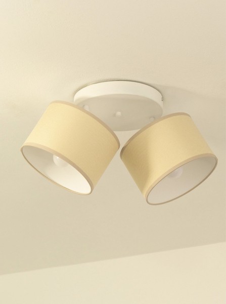 Deckenspot Wohnzimmer Stoff Hellsand Flexibel E27 L:45 Cm Deckenstrahler Flur-image