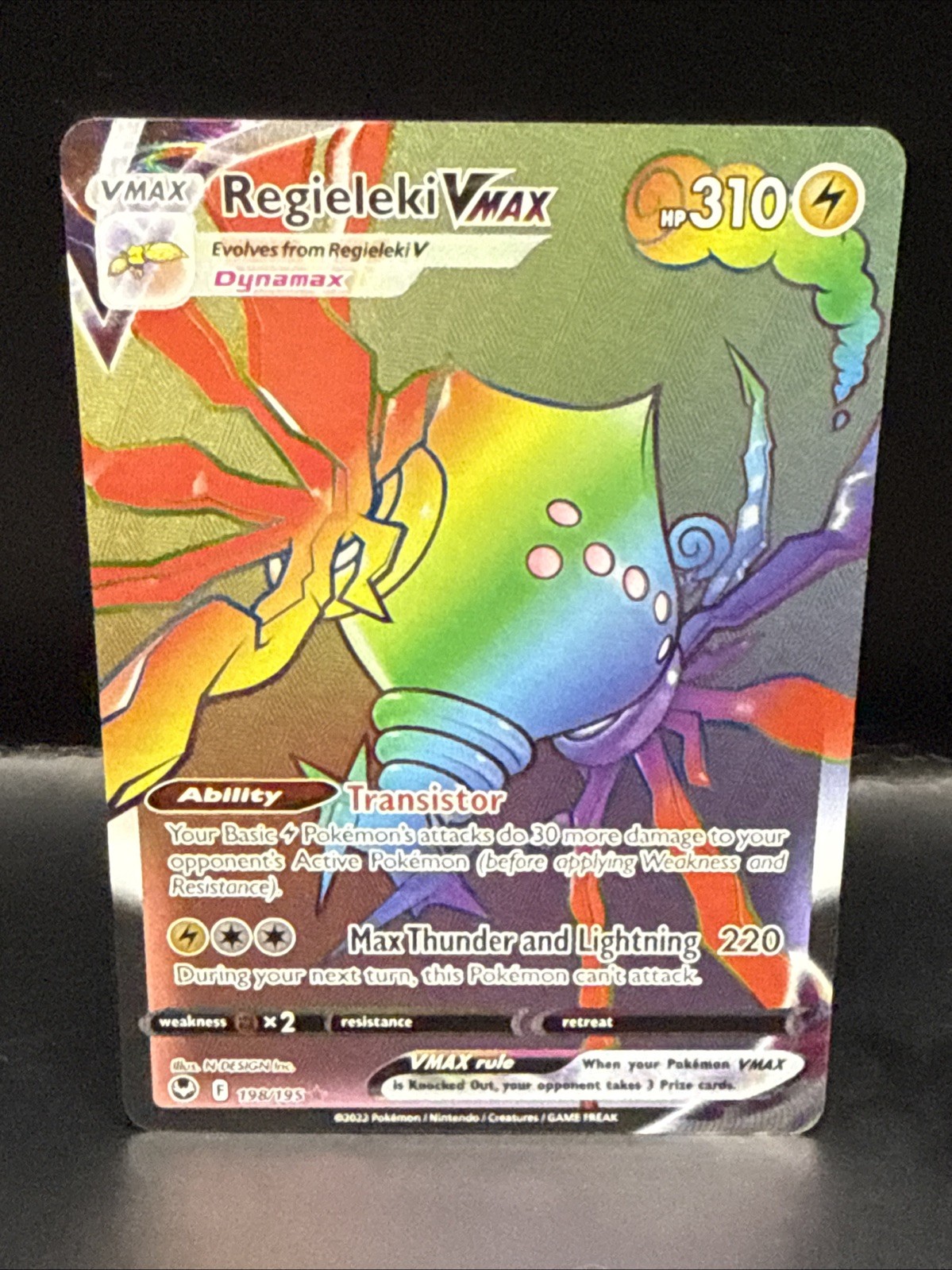 Pokemon Regieleki VMAX 198/195 Silver Tempest Rainbow Secret Rare NM
