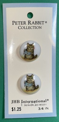 (2) JHB 3/4  BEATRIX POTTER TOM KITTEN SHANK BUTTONS NOC-W3l