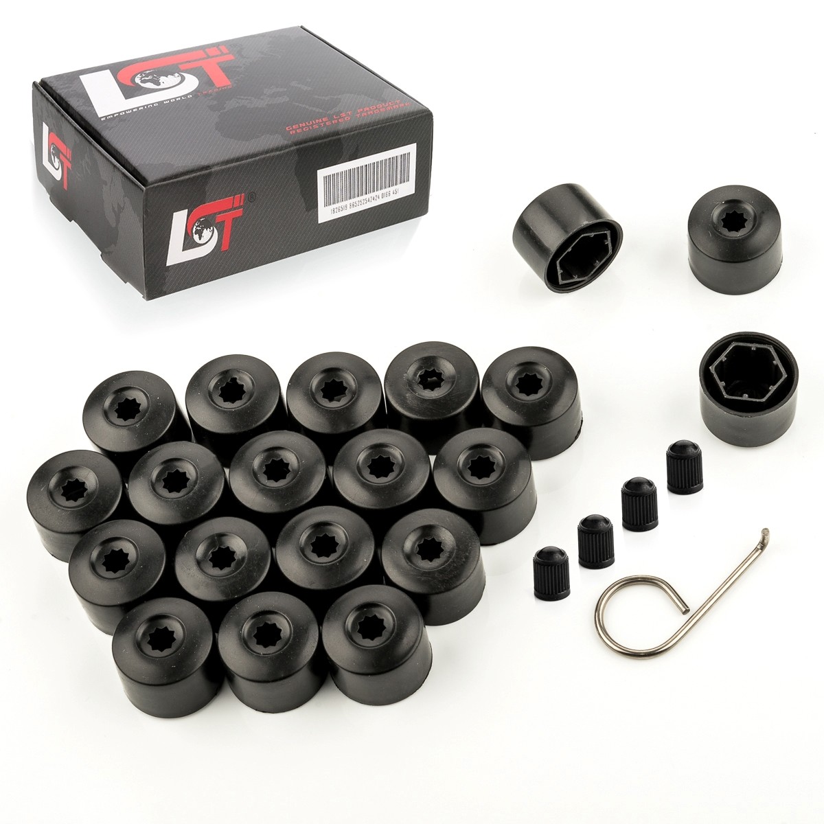 20x Shrouds Wheel Caps Wheel Bolt Black Matte 0 21/32in for