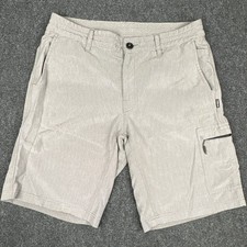 ONeill Hybrid Cargo Shorts Mens 32 Grey Stripe Stretch Quick Dry Board Shorts
