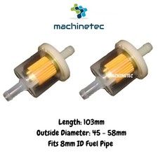 2 x In Line Fuel Filters for Kubota K 008 Mini Excavator, D722 BH Engine