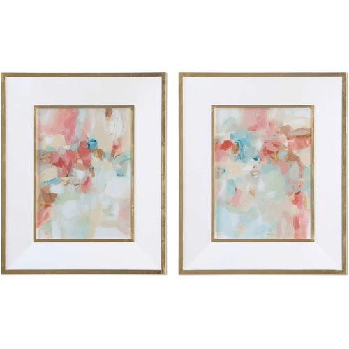 Uttermost 41557 A Touch Of Blush And Rosewood Fences Pastel Abstract Wall Art - Picture 1 of 2