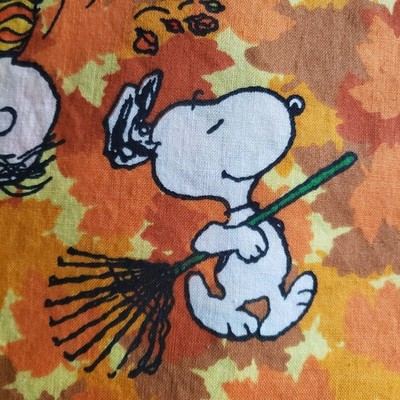 Vintage Snoopy Woodstock Fall Fabric 2 Yds × 44'' Autumn Leaves USA Cotton 2007
