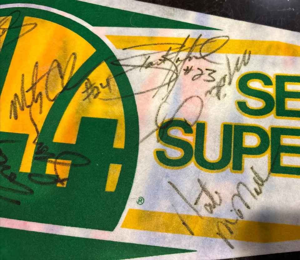 Vintage Autographed Seattle SuperSonics Pennant - Image 3 of 4