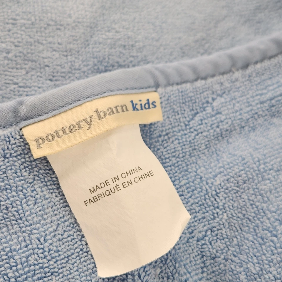 Toalla de baño Pottery Barn Kids bebé con capucha envoltura de tiburón 100 % algodón suave felpa azul Foto 3 de 4