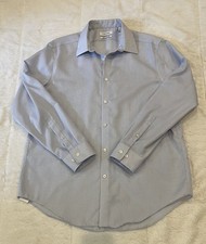 Calvin Klein Infinite Non Iron Slim Fit Dress Shirt 16.5 32/33 Blue Check