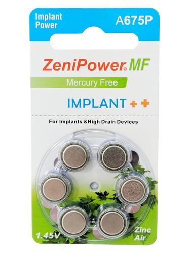 Cochlear Implant Batteries Size A675P Zero Mercury (60 Batteries)
