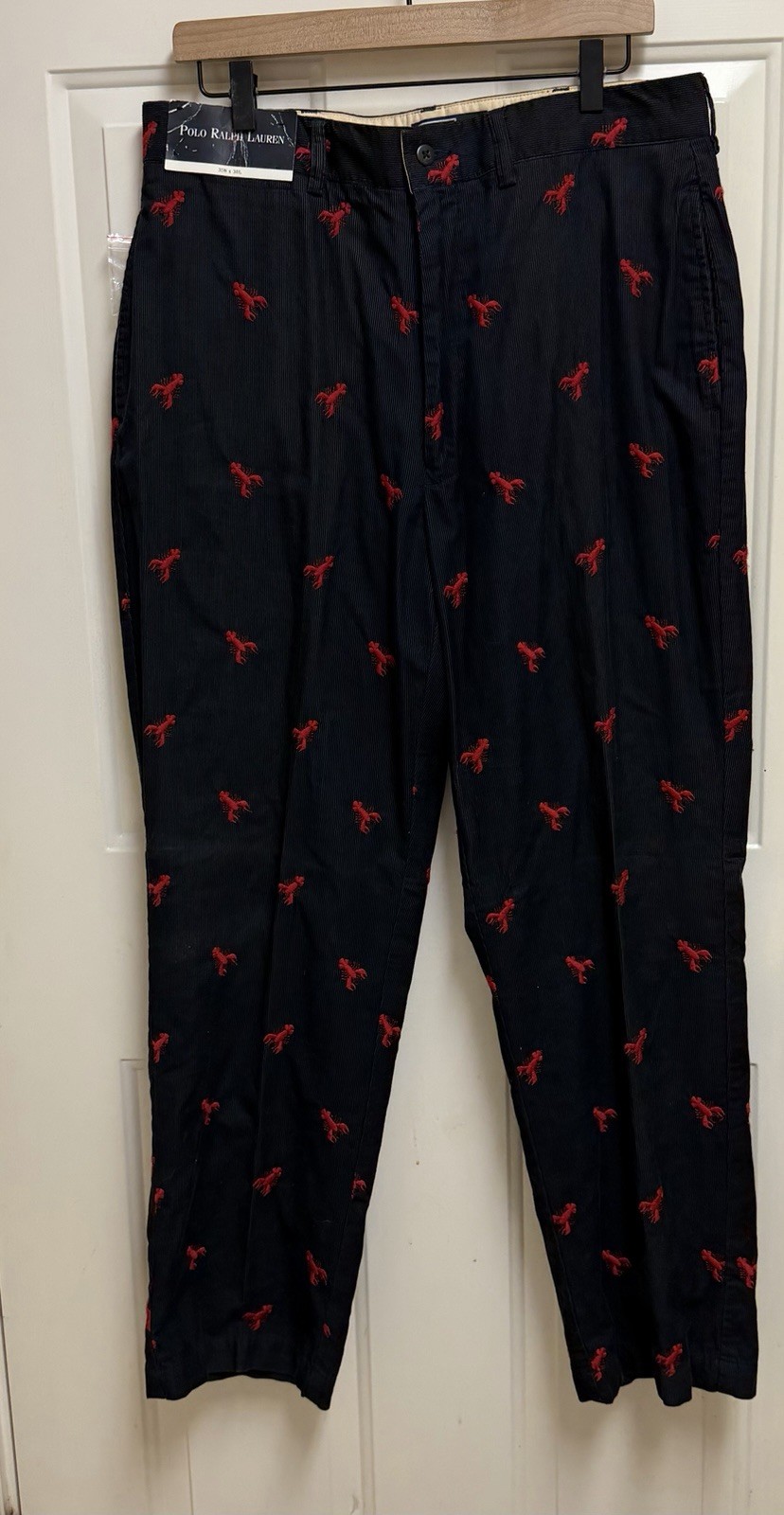 NEW VTG Ralph Lauren Polo SZ 35 X 30  Navy Critter Corduroys Red Lobsters USA