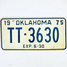 1975 United States Oklahoma Base Trailer License Plate TT-3630