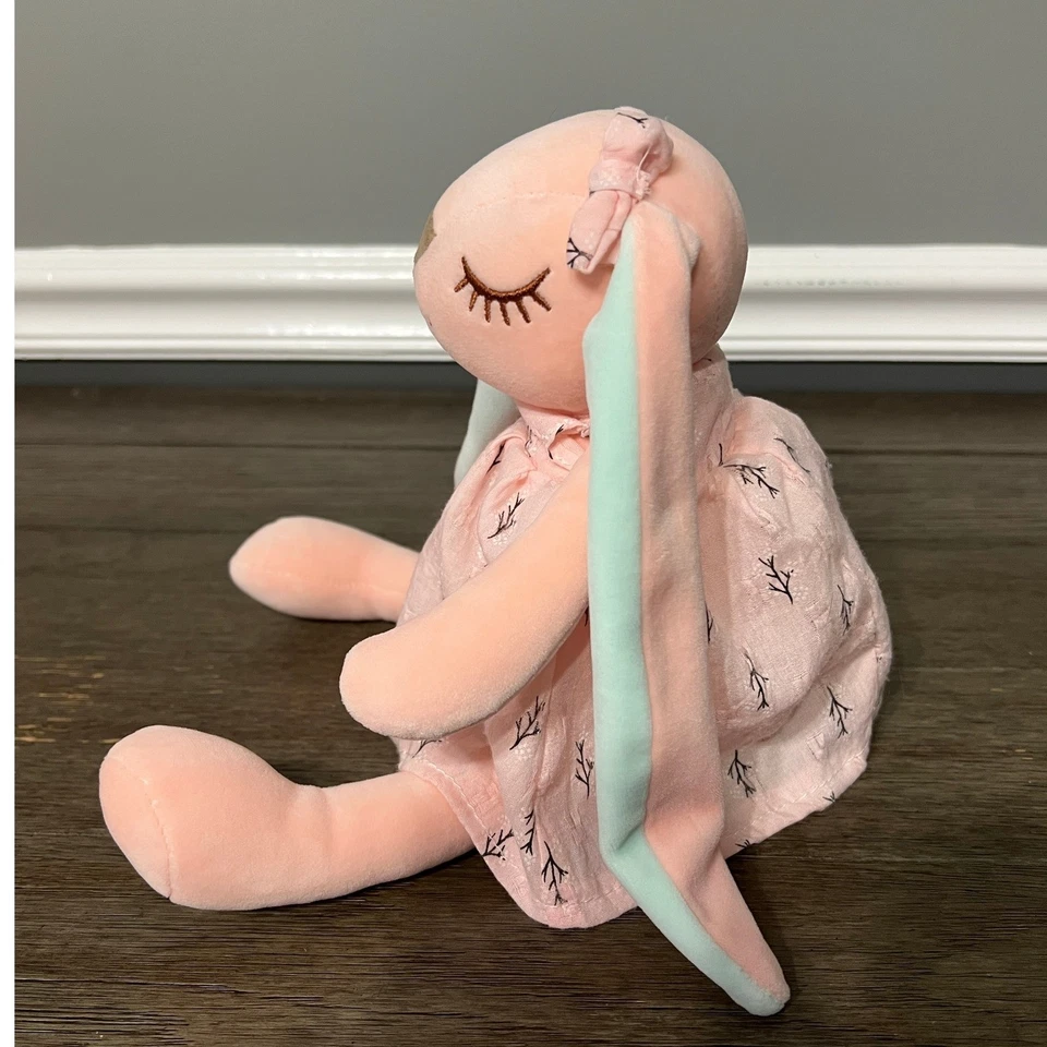 Juguete de peluche conejo rosa ojos dormidos vestido lazo niños peluche Foto 2 de 4
