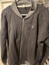 Under Armour women Loose Fit Full Zip Sweatshirt Black Gray Collared L