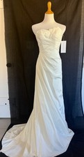 DAVID'S BRIDAL Ivory Taffeta Strapless A-Line Wedding Dress Size 2 WG3457 NWT