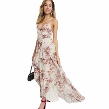 New ASOS Design Cami Women's V-Neck Pleated Layered Rustic Floral Maxi Dress 6