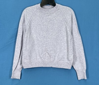 A NEW DAY Heather Lilac LIGHTWEIGHT KNIT Casual Preppy CROPPED Raglan SWEATER S