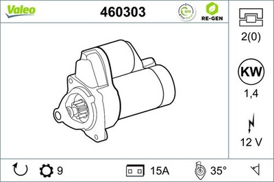 Anlasser Starter VALEO RE-GEN - AT 460303 +41.98  Pfand 12V für SAAB 900 1 Combi
