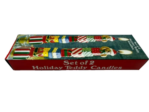 Vintage Giftco Christmas Teddy Bear Taper Candles 8"  NEW image 6