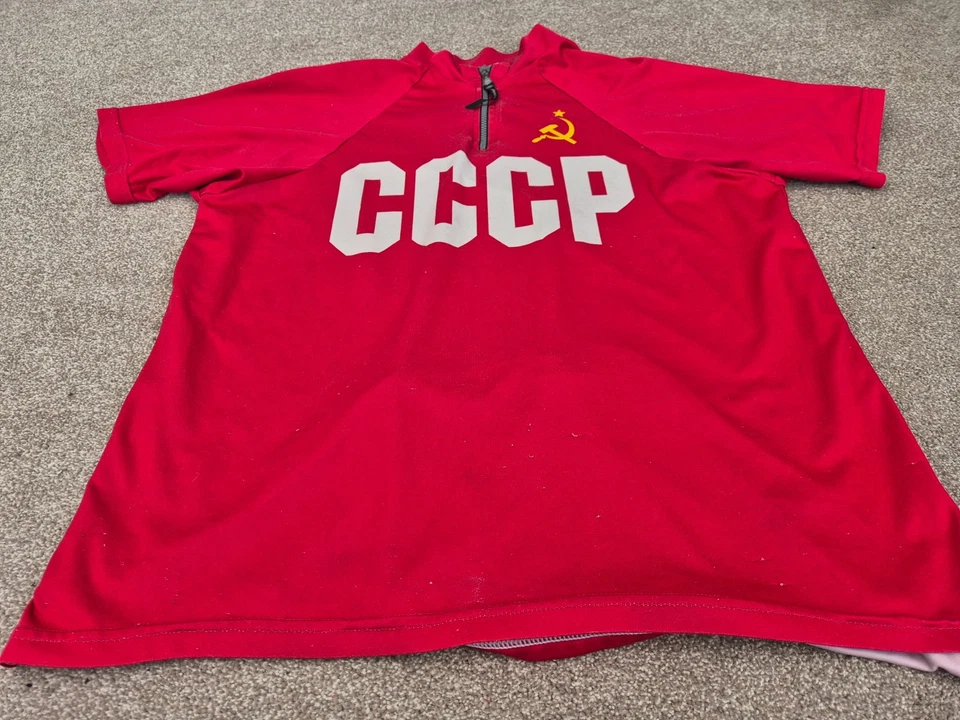 VINTAGE Années 90 CCCP Endura Maillot De Cyclisme Union Soviétique Homme Small - Photo 2/4
