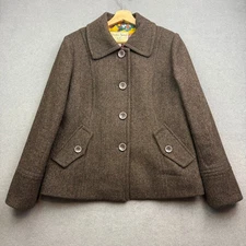 JOULES Tweed Jacket Women UK 14 Brown Wool Coat VICTORIA Blazer Country Hacking