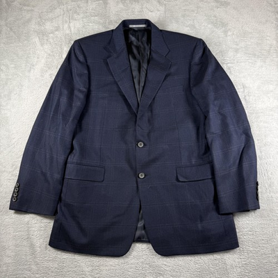 #ad Hickey Freeman Jacket Mens 42R Blue Plaid Cashmere Blazer Madison Sport Coat $79.99