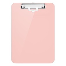Pink Plastic Clipboard with Pen Holder Letter Size Low Profile Clip 12.5 x 9 in