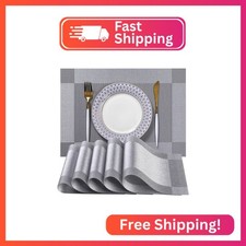 LEXMORE Placemats Set of 4 Vinyl/Plastic Woven Place Mats for Kitchen Table Indo