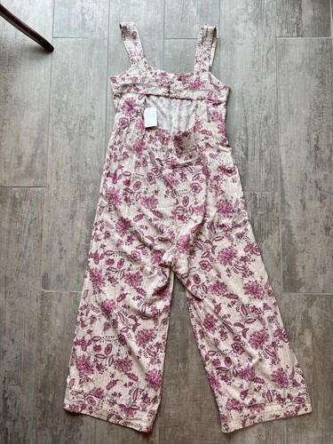 $439 MISA Los Angeles Floral Frankie Jumpsuit Designer Boho Linen Blend M READ - Picture 13 of 22