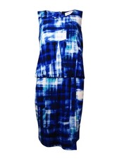 Calvin Klein Women's Printed Blouson Envelope Jersey Dress (10, Regatta Multi)