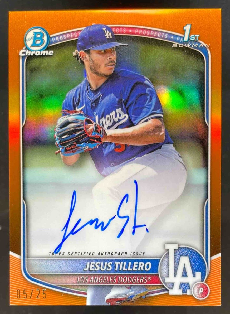 2025 Bowman Jesus Tillero Chrome Auto Orange Refractor 1st #5/25