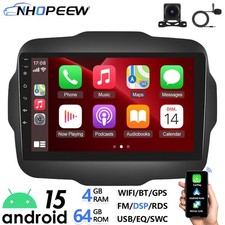 9" CarPlay Android 15 Head Unit Radio For Jeep Renegade Sat Nav WIFI BT RDS +Cam