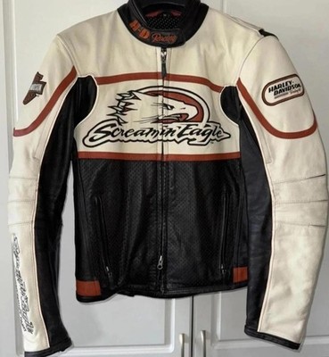 Handmade Mens Harley Screaming Eagle Davidson Raceway Leather Motorcycle Jacket