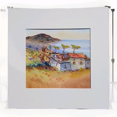Ravello Aquarell 40x40 cm   Original Watercolor Painting  Bernhard Gerner Unikat