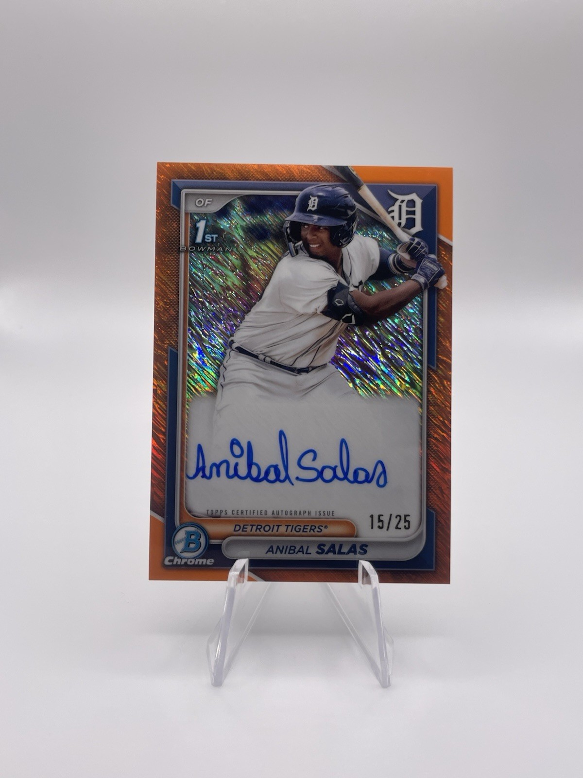 2024 Bowman Chrome - Anibal Salas 1st Orange Shimmer Autograph /25 #CPA-ASA