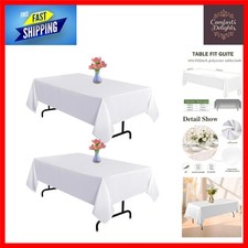 Elegant White Polyester Tablecloths, 2 Pack for 6ft Rectangle Tables, 60 x 10...