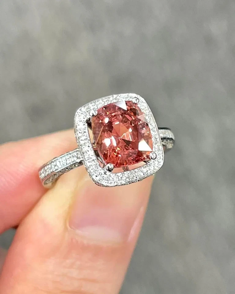 5.07 Ct Natural Pink Spinel Diamond Wedding Ring Solid 18K White Gold Size 6 7 8 - Image 4 of 4