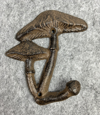 Mushroom Wall Hooks Brown Cast Iron Coat Hook Towel Hook Double Mushroom Keys