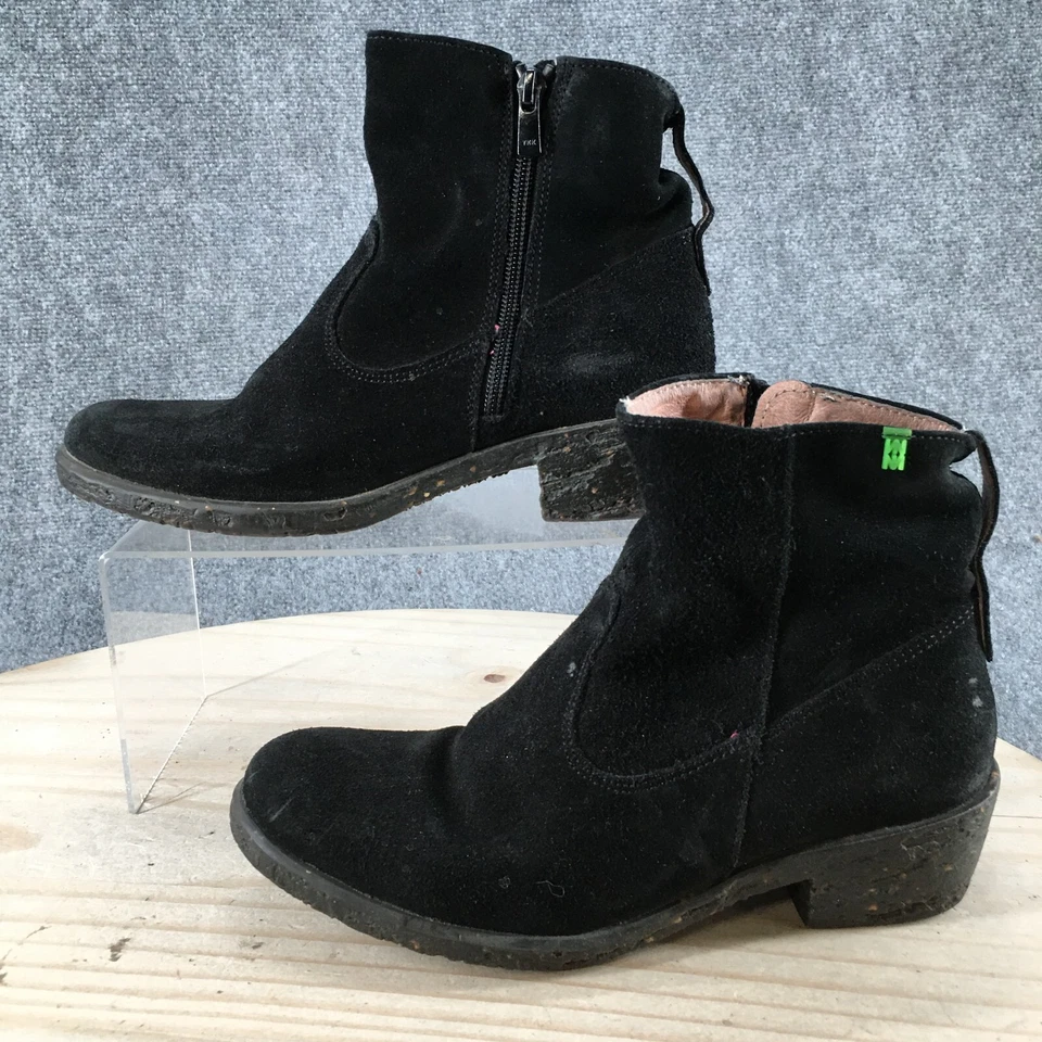 El Naturalista Boots Womens 37 Quera NC50 Ankle Booties Black Suede Heels Zip - Image 2 of 4