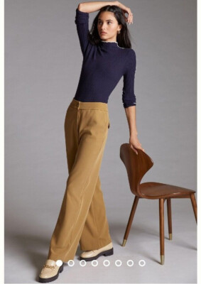 Anthropologie Exquise Straight Leg Camel Trousers Size XS Euc 25 x  display picture 1