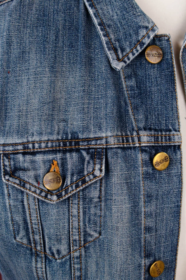 Upcycled Denim Jeans Weste blau Klaviatur Klavier Tasten Rockabella - Bild 3 von 4